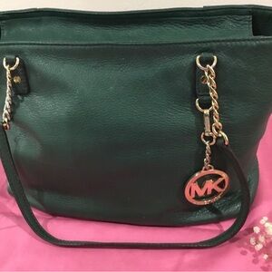 Michael Kors Dark Green Shoulder Bag with Gold Accents (Vintage)